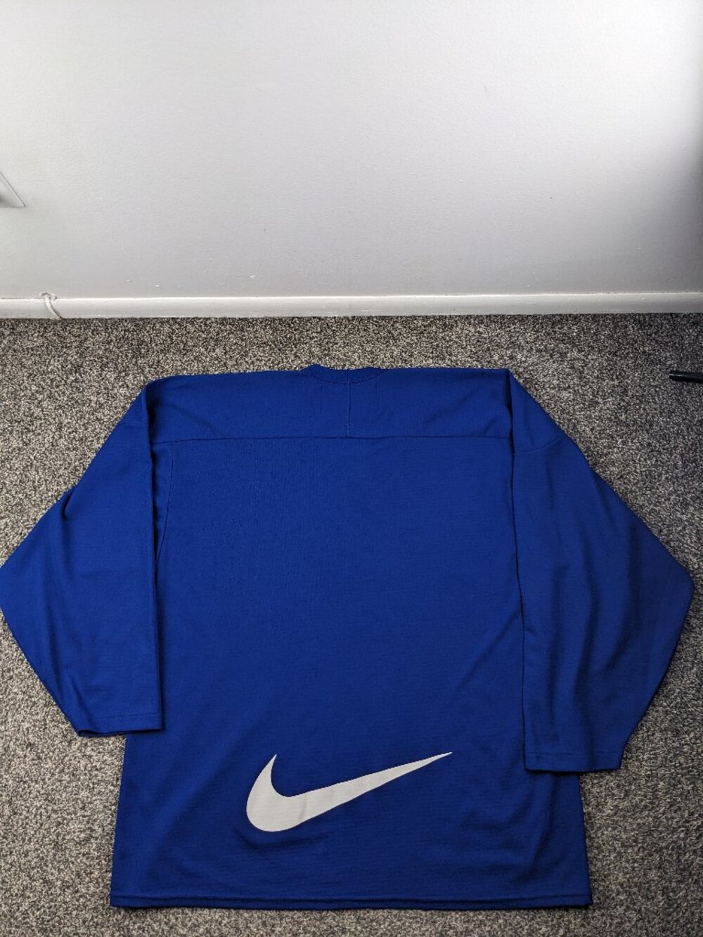 Vintage 90s Y2K Nike Hockey Jersey Center Swoosh Practice Blank Blue Mens Large